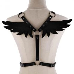 AnneCart Black PU Leather Wings Harness