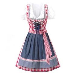 Malltop Deluxe Red Checked Dirndl With Apron