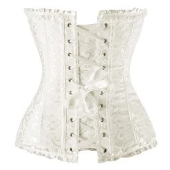Annecart Antique White Busk Closure Overbust Corset Corsets
