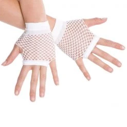 Trademart 80's Short Fishnet Gloves - White