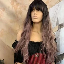 Bell's Wigs Deluxe Curly Ombre Black To Purple Wig