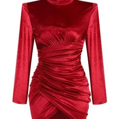 Global Lover Women's Red Velvet Wrap Dress