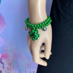 Hurly-Burly (D) Green Beaded Shamrock Bracelets Saint Patrick's Day