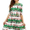 Global Lover Women's Cat And Dog Striped Christmas Dress 1 Global Lover Women's Cat And Dog Striped Christmas Dress
