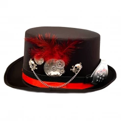 Hurly-Burly Silver Skulls Steampunk Hat With Goggles (AA) Hats & Headwear 12 Hurly-Burly Silver Skulls Steampunk Hat With Goggles (AA) Hats & Headwear