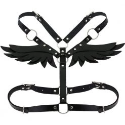 AnneCart Black PU Leather Wings Harness