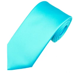 AnneCart Aqua Satin Skinny Neck Tie Neck Ties