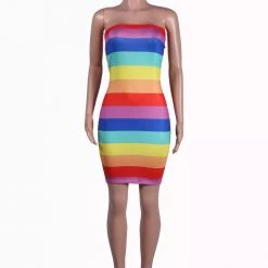 Hurly-Burly Rainbow Sexy Tube Dress Adults