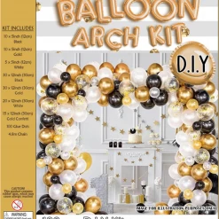Gold Star Black & Gold Balloon 120pc Arch Kit 1920's Gatsby Accessories