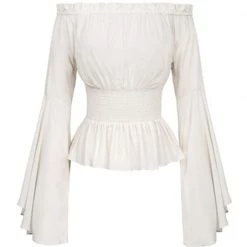 Annecart Clothing White Bell Sleeve Peasant Blouse