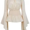 AnneCart Cream Bell Sleeve Peasant Blouse