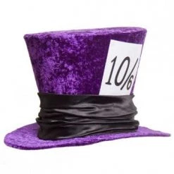 TomFoolery Large Velvet Mad Hatter Purple Top Hat