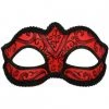 TomFoolery Red And Black Plain Glitter Mask