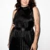 Hurly-Burly (D) Dresses Gatsby Black High-Neck Pleated Dress