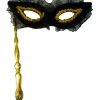Unknown Masks & Eyemasks Black And Gold Lace Mask On A Stick 2 Unknown Masks & Eyemasks Black And Gold Lace Mask On A Stick