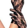 Hurly-Burly Wrist Length Black Lace Gloves
