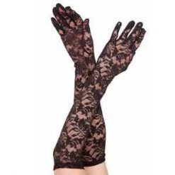 Jacky Wang Elbow Length Black Lace Gloves