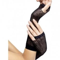 Hurly-Burly Long Black Fingerless Fishnet Gloves