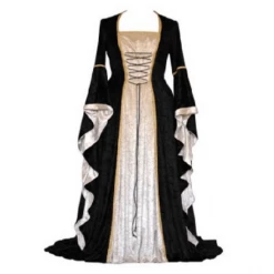 AnneCart Black And Silver Velvet Medieval Dress
