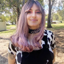 Bell's Wigs Deluxe Ombre Mid Length Dark To Dusty Purple Wig 7 Bell's Wigs Deluxe Ombre Mid Length Dark To Dusty Purple Wig