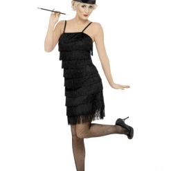 Smiffys 1920's Great Gatsby 1920's Black Fringe Flapper Costume