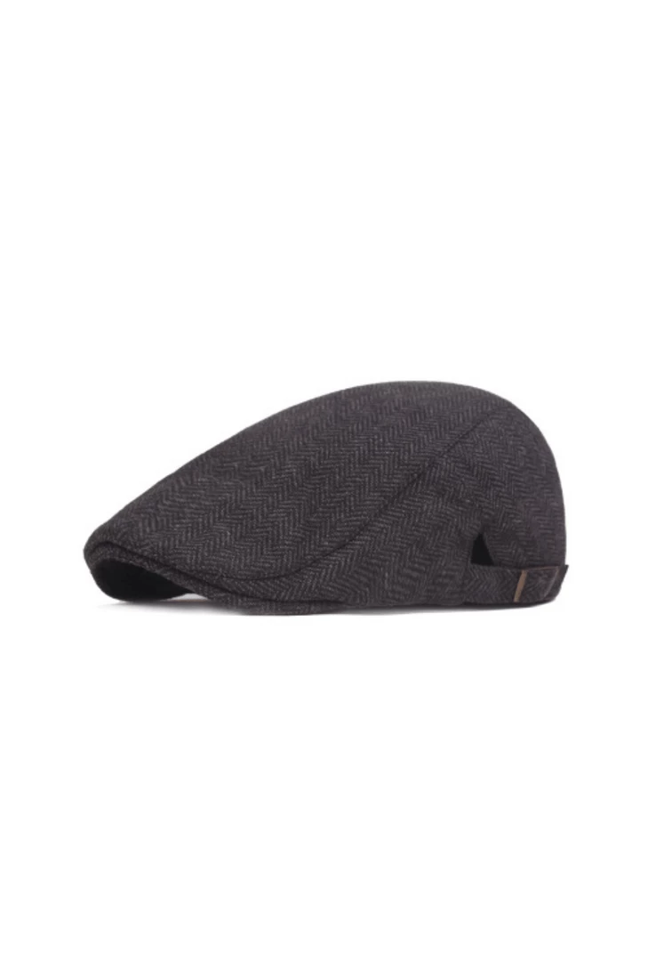 Annecart Hats & Headwear Black Herringbone Flat Cap 3 Annecart Hats & Headwear Black Herringbone Flat Cap
