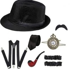 AnneCart Men’s Black Gatsby Accessory Kit 1920's Gatsby Accessories