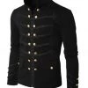 AnneCart Black Gothic Military Steampunk Jacket Men's