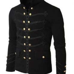 AnneCart Black Gothic Military Steampunk Jacket Men's