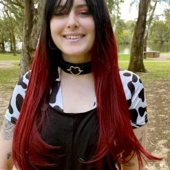 Bell's Wigs Long Straight Black To Deep Red Ombre Wig