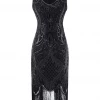 AnneCart 1920's Flapper Black Beaded Fringe Dress 1920's Great Gatsby