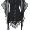 Instyles Black Gothic Butterfly Sleeve Top