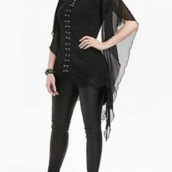 Instyles Black Gothic Butterfly Sleeve Top