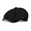AnneCart Black Woven News Boy Cap Men's