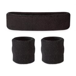 Gold Star 80's Black Sweatband Set 80's - 90's Workout & Hiphop