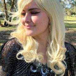 Bell's Wigs Deluxe Blonde Mid Length Curly Wig