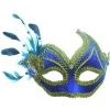 Dormar Blue And Gold Velvet Feather Eye Mask Masks & Eyemasks