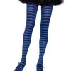 Leg Avenue Hosiery Black And Blue Stripe Tights