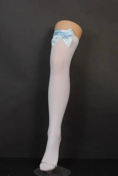 Interalia Hosiery White Thigh Highs With Light Blue Bows 3 Interalia Hosiery White Thigh Highs With Light Blue Bows