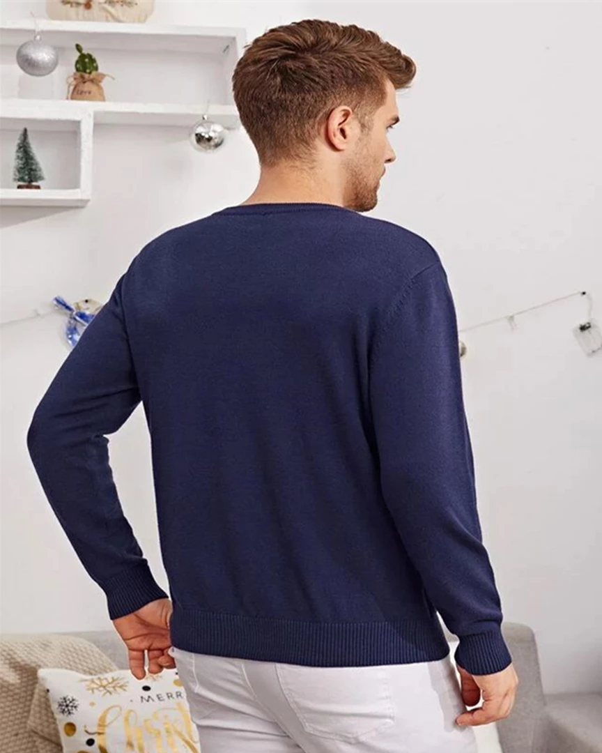 William H Outerwear Deluxe Navy Blue Rudolph Pom-Pom Sweater 4 William H Outerwear Deluxe Navy Blue Rudolph Pom-Pom Sweater