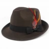 DHGate Brown Trilby Hat With Feather