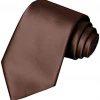 AnneCart Brown Satin Skinny Neck Tie Neck Ties