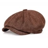 AnneCart Men's Brown Woven News Boy Cap