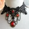 AnneCart Black Victorian Red Jewel Choker (A) Chokers