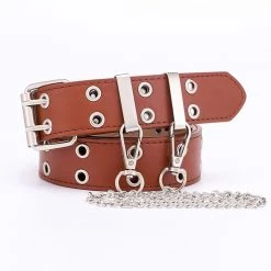 Jacky Wang Belts & Harnesses Double Grommet Belt With Chain