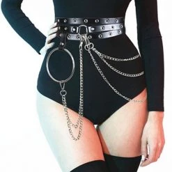 AnneCart Chunky Black Ring And Chain Belt Belts & Harnesses