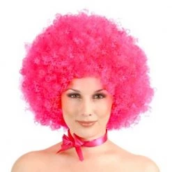 Malltop Fluro Pink Afro Party Wig