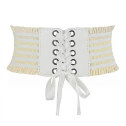 Hurly-Burly Ruffled Elastic Corset Belt Cream Belts & Harnesses