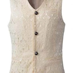 Annecart Cream Men's Jacquard Waistcoat 1920's Great Gatsby