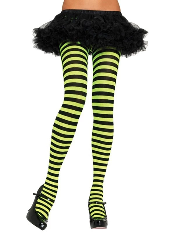 Leg Avenue Hosiery Black And Lime Stripe Tights 3 Leg Avenue Hosiery Black And Lime Stripe Tights